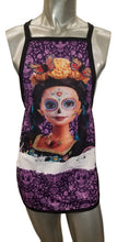 Load image into Gallery viewer, Kitchen Apron Mexican Sugar Skulls Day of The Dead Flowers Bib Aprons Women Men Professional Chef Aprons with Extra Long Ties, Waterdrop Resistant Waiter Hostess Apron for Holidays Grill