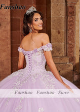 Load image into Gallery viewer, Fanshao wd637 Quinceanera Dress Off Shoulder Masquerade Sweet 16 Gowns Lace Appliques Beaded Ball Gown Prom Dress