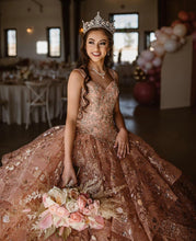 Load image into Gallery viewer, LSYX Rose Gold Luxury Quinceanera Dress 2022 Sequins Beads Sleeveless Party Princess Sweet 16 Ball Gown Vestidos De 15 Años