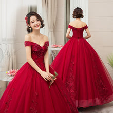 Load image into Gallery viewer, Sweet 16 Wine Red Quinceanera Dresses Off Shoulder Ball Gown Sweet 15 Dress Prom Gowns Vestido De 15 Anos Quinceanera Vestidos