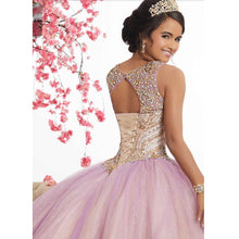 Load image into Gallery viewer, Pink Tulle Long Quinceanera Dresses Ball Gowns 2021New Design Beading Top Sweet 16 Dress Incinerate vestido de 15 anos