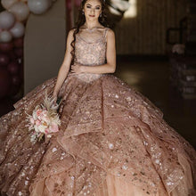 Load image into Gallery viewer, LSYX Rose Gold Luxury Quinceanera Dress 2022 Sequins Beads Sleeveless Party Princess Sweet 16 Ball Gown Vestidos De 15 Años