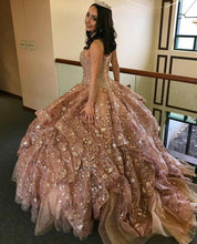 Load image into Gallery viewer, LSYX Rose Gold Luxury Quinceanera Dress 2022 Sequins Beads Sleeveless Party Princess Sweet 16 Ball Gown Vestidos De 15 Años