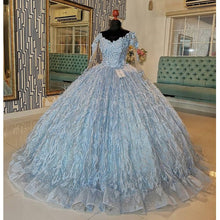 Load image into Gallery viewer, Sweet 16 Quinceanera Dresses Ball Gown Feathers Pageant Gowns Vestidos De 15 Anos With Long Sleeves