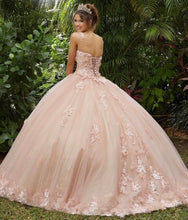 Load image into Gallery viewer, Pink Princess Quinceanera Dress Sweet 16 Ball Gown 2022 Appliques Sequins Beads Flowers Backless Party Vestidos De 15 Años