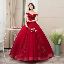 Load image into Gallery viewer, Sweet 16 Wine Red Quinceanera Dresses Off Shoulder Ball Gown Sweet 15 Dress Prom Gowns Vestido De 15 Anos Quinceanera Vestidos