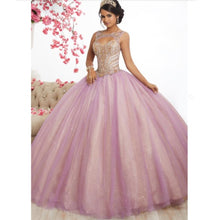 Load image into Gallery viewer, Pink Tulle Long Quinceanera Dresses Ball Gowns 2021New Design Beading Top Sweet 16 Dress Incinerate vestido de 15 anos