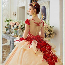 Load image into Gallery viewer, Sweet 16 Ball Gown Quinceanera Dresses with 3D Applique Handmade Flowers Princess Pageant Gowns Bridal Gowns
