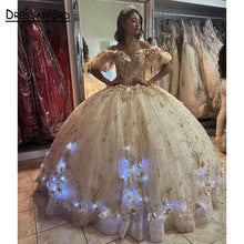 Load image into Gallery viewer, Princess Pink Mis 15 Años Quinceanera Dresses Lace 3D Applique Off the Shoulder Sweet 16 Gowns Vestidos De Xv Años