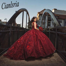 Load image into Gallery viewer, Red Beaded Ball Gown Quinceanera Dresses 3D Appliques Sweet 16 Dress Pageant Gowns vestido de 15 anos años quinceañera