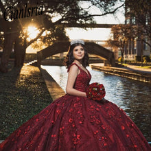 Load image into Gallery viewer, Red Beaded Ball Gown Quinceanera Dresses 3D Appliques Sweet 16 Dress Pageant Gowns vestido de 15 anos años quinceañera