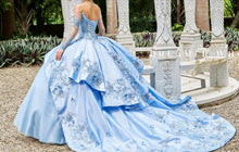 Load image into Gallery viewer, Sky Blue Quinceanera Dresses Ball Gown Long Sleeves Tulle Appliques Pearls Mexican Sweet 16 Dresses 15 Anos