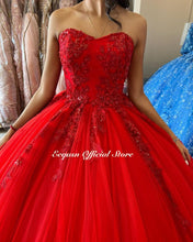 Load image into Gallery viewer, Red Sweetheart Quinceanera Dresses Beaded Applique Lace-up Sweet 16 Dress Vestidos De 15 Años Birthday Princess Party Wear