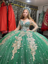 Load image into Gallery viewer, Sparkly Sequined Appliques Ball Gown Quinceanera Dresses Off The Shoulder Tassel Sweet 16 Prom Dress vestidos de 15 años