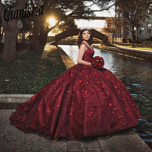 Load image into Gallery viewer, Red Beaded Ball Gown Quinceanera Dresses 3D Appliques Sweet 16 Dress Pageant Gowns vestido de 15 anos años quinceañera