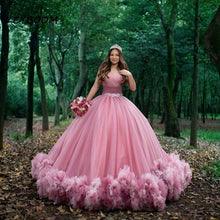 Load image into Gallery viewer, 2023 Pink Quinceanera Dresses Sweet 16 Off The Shoulder Tulle Dark Red Dress Prom Gown Elegent Princess Ball Gown Vestidos De 15