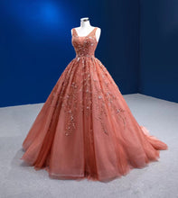 Load image into Gallery viewer, Puffy Quinceanera Dresses Ball Gown V-neck Tulle Appliques Beaded Mexican Sweet 16 Dresses 15 Anos