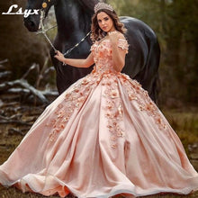Load image into Gallery viewer, LSYX Off The Shoulder Quinceanera Dresses 2022 Appliques 3D Flowers Beads Sweet 16 Party Ball Gowns Pageant Princess Lace-Up
