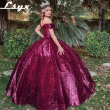Load image into Gallery viewer, LSYX Off The Shoulder Sequins Dresses Gala Princess Ball Gown Shining Quinceanera Dresses 2022 Vestido De 15 Anos Sweet 16