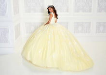 Load image into Gallery viewer, Yellow Charro Quinceanera Dresses Ball Gown Cap Sleeves Tulle Appliques Puffy Mexican Sweet 16 Dresses 15 Anos
