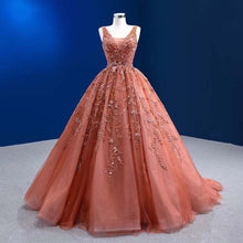Load image into Gallery viewer, Puffy Quinceanera Dresses Ball Gown V-neck Tulle Appliques Beaded Mexican Sweet 16 Dresses 15 Anos