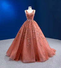 Load image into Gallery viewer, Puffy Quinceanera Dresses Ball Gown V-neck Tulle Appliques Beaded Mexican Sweet 16 Dresses 15 Anos