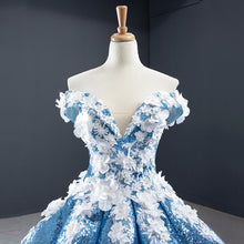 Load image into Gallery viewer, Sky Blue Quinceanera Dresses Ball Gown Off The Shoulder Sequins Appiques Puffy Mexican Sweet 16 Dresses 15 Anos