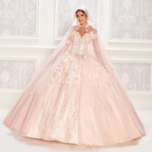 Load image into Gallery viewer, 2023 Pink Off The Shoulder Ball Gown Beaded 3D Floral Quinceanera Dress Princess With Cape Sweet 16 Vestidos De XV Anos
