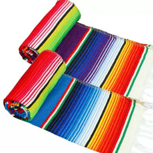 Load image into Gallery viewer, Mexican Serape Table Runner 14 x 84 Inch for Mexican Party Wedding Decorations Outdoor Picnics Dining Table, Fringe Cotton Handwoven Table Runners