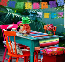 Load image into Gallery viewer, Mexican Serape Table Runner 14 x 84 Inch for Mexican Party Wedding Decorations Outdoor Picnics Dining Table, Fringe Cotton Handwoven Table Runners