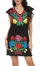 Load image into Gallery viewer, New Vestido Dress Artesanal Black Negro Premium Handmade Mexican Blouse Hand Embroidered Blouse