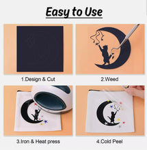 Load image into Gallery viewer, Heat Transfer Vinyl Rolls - 12" x 20ft Black Iron on Vinyl for Shirts, Black Iron on for All Cutter Machine - Easy to Cut & Weed for Craft Heat Vinyl Design