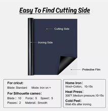 Load image into Gallery viewer, Heat Transfer Vinyl Rolls - 12" x 20ft Black Iron on Vinyl for Shirts, Black Iron on for All Cutter Machine - Easy to Cut & Weed for Craft Heat Vinyl Design
