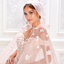 Load image into Gallery viewer, 2023 Pink Off The Shoulder Ball Gown Beaded 3D Floral Quinceanera Dress Princess With Cape Sweet 16 Vestidos De XV Anos