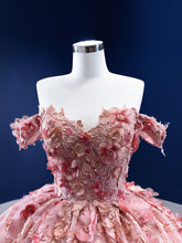 Load image into Gallery viewer, Pink Quinceanera Dresses Ball Gown Off The Shoulder Tulle Appliques Beaded Mexican Sweet 16 Dresses 15 Anos