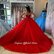 Load image into Gallery viewer, Red Sweetheart Quinceanera Dresses Beaded Applique Lace-up Sweet 16 Dress Vestidos De 15 Años Birthday Princess Party Wear