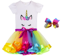 Load image into Gallery viewer, Premium Unicorn Dress Birthday Girls Costume – Bow, Tutu Skirt Dress, - Unicorn Gifts for Girls