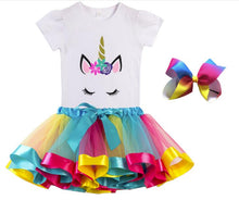Load image into Gallery viewer, Premium Unicorn Dress Birthday Girls Costume – Bow, Tutu Skirt Dress, - Unicorn Gifts for Girls