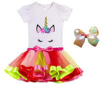 Load image into Gallery viewer, Premium Unicorn Dress Birthday Girls Costume – Bow, Tutu Skirt Dress, - Unicorn Gifts for Girls