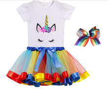 Load image into Gallery viewer, Premium Unicorn Dress Birthday Girls Costume – Bow, Tutu Skirt Dress, - Unicorn Gifts for Girls