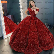 Load image into Gallery viewer, Sequined Ball Gown Prom Dress Real Photos Lace Up Formal Party Dresses Long Women Vestidos De Fiesta Largos Elegantes De Gala