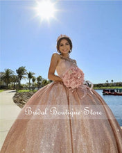 Load image into Gallery viewer, Rose Gold Quinceanera Dresses Sweetheart Sequins Sweet 15 16 Dress Backless Puffy Skirt Birhtday Party Ball Gown Prom Dress