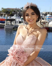 Load image into Gallery viewer, Rose Gold Quinceanera Dresses Sweetheart Sequins Sweet 15 16 Dress Backless Puffy Skirt Birhtday Party Ball Gown Prom Dress