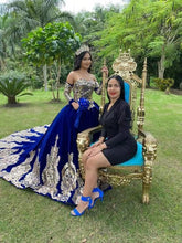 Load image into Gallery viewer, Vestidos De 15 Años Royal Blue Quinceanera Dresses With Detachable Sleeves Lace Applique Sweet 16 Dress Mexican Prom Gowns 2021