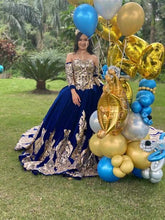 Load image into Gallery viewer, Vestidos De 15 Años Royal Blue Quinceanera Dresses With Detachable Sleeves Lace Applique Sweet 16 Dress Mexican Prom Gowns 2021