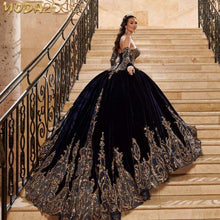 Load image into Gallery viewer, Vestidos De 15 Años Royal Blue Quinceanera Dresses With Detachable Sleeves Lace Applique Sweet 16 Dress Mexican Prom Gowns 2021