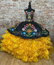 Load image into Gallery viewer, Exclusiva De Vestidos Coleccion Charro Quinceanera Dress Ball Gowns For Mexican Girl Embroidery Lace Ruffles Skirt Prom Dress