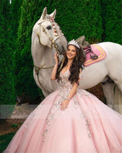 Load image into Gallery viewer, Princess Pink Quinceanera Dresses Off Shoulder 15 Party Sparkly Birthday Gowns Sweet 16 Debutante Quinceanera gowns