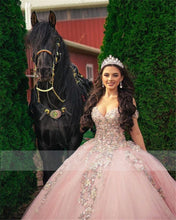 Load image into Gallery viewer, Princess Pink Quinceanera Dresses Off Shoulder 15 Party Sparkly Birthday Gowns Sweet 16 Debutante Quinceanera gowns
