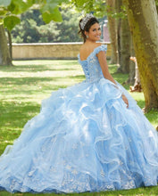 Load image into Gallery viewer, Light Sky Blue Sweet 16 Quinceanera Dress 2021 Off Shoulder Appliques Sequins Flowers Princess Party Gown Vestidos De 15 Años